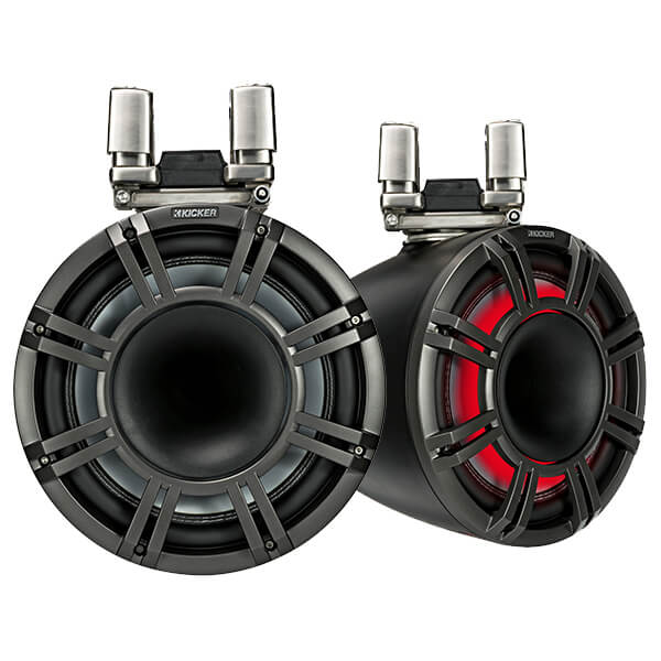 Kicker KMTC11 11 Inch Marine Horn Loaded Tower Speakers Charcoal Pair