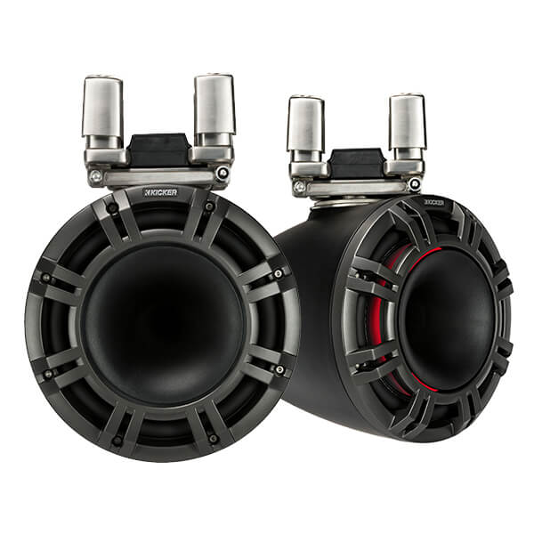 Kicker KMTC9 9 Inch Marine Horn Loaded Tower Speakers Charcoal Pair
