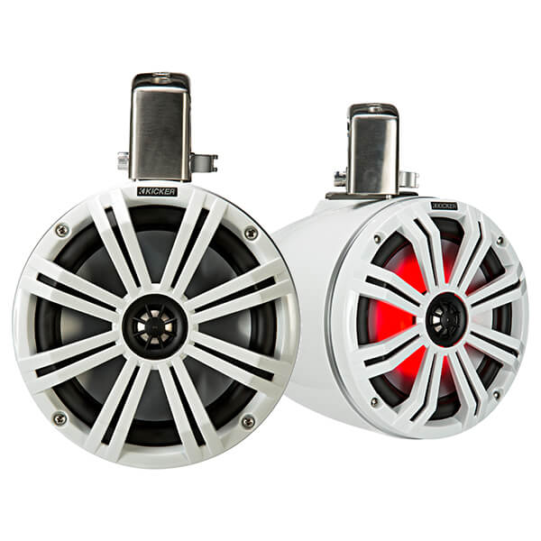 Kicker KMTC8W 8 Inch Loaded Marine Wake Tower Speakers White Pair