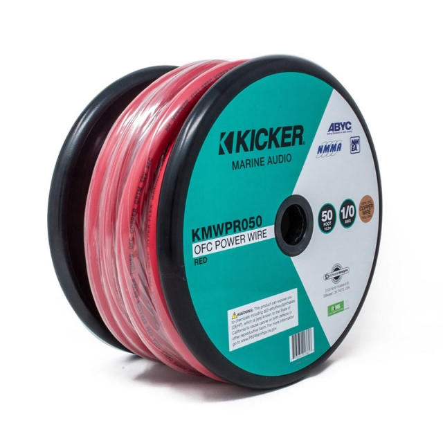 Kicker KMWPR050 Marine 1/0AWG Power Wire, 50Ft, Red