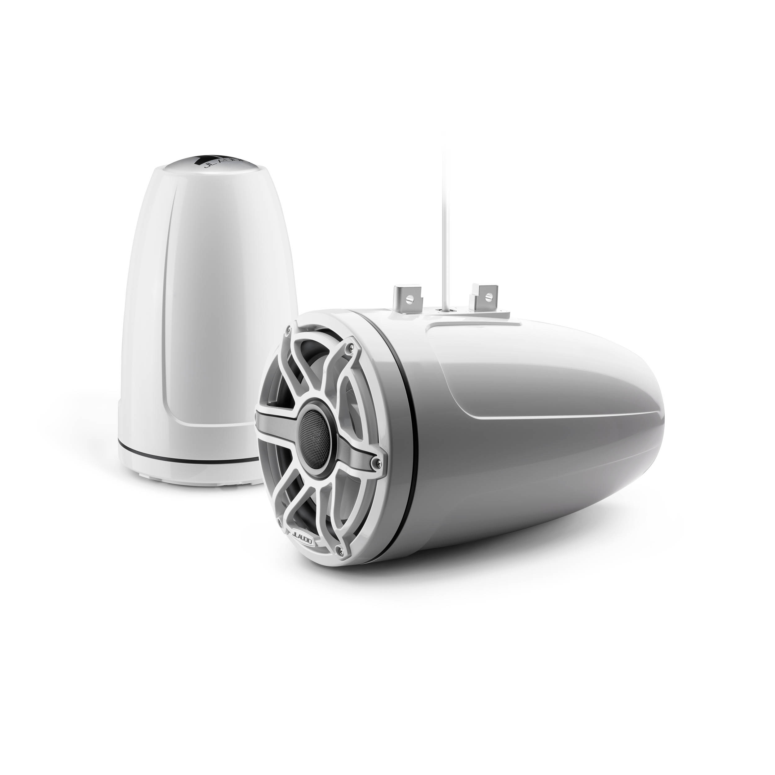 JL Audio M6-880ETXv3-Gw-S-GwGw 8.8" Marine Tower Speakers Gloss White Sport White Grilles