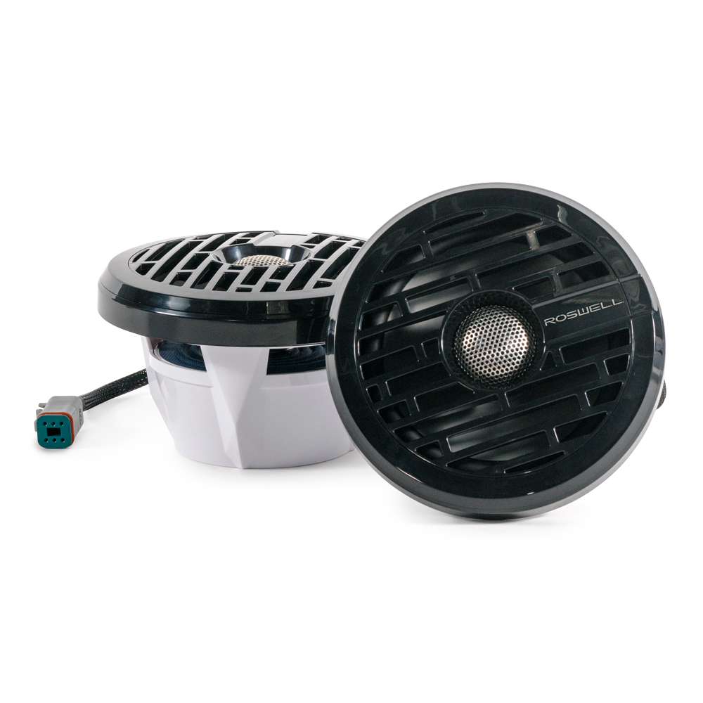 Roswell R1 6.5 Inch Marine Speakers with RGB LEDs Black Grilles