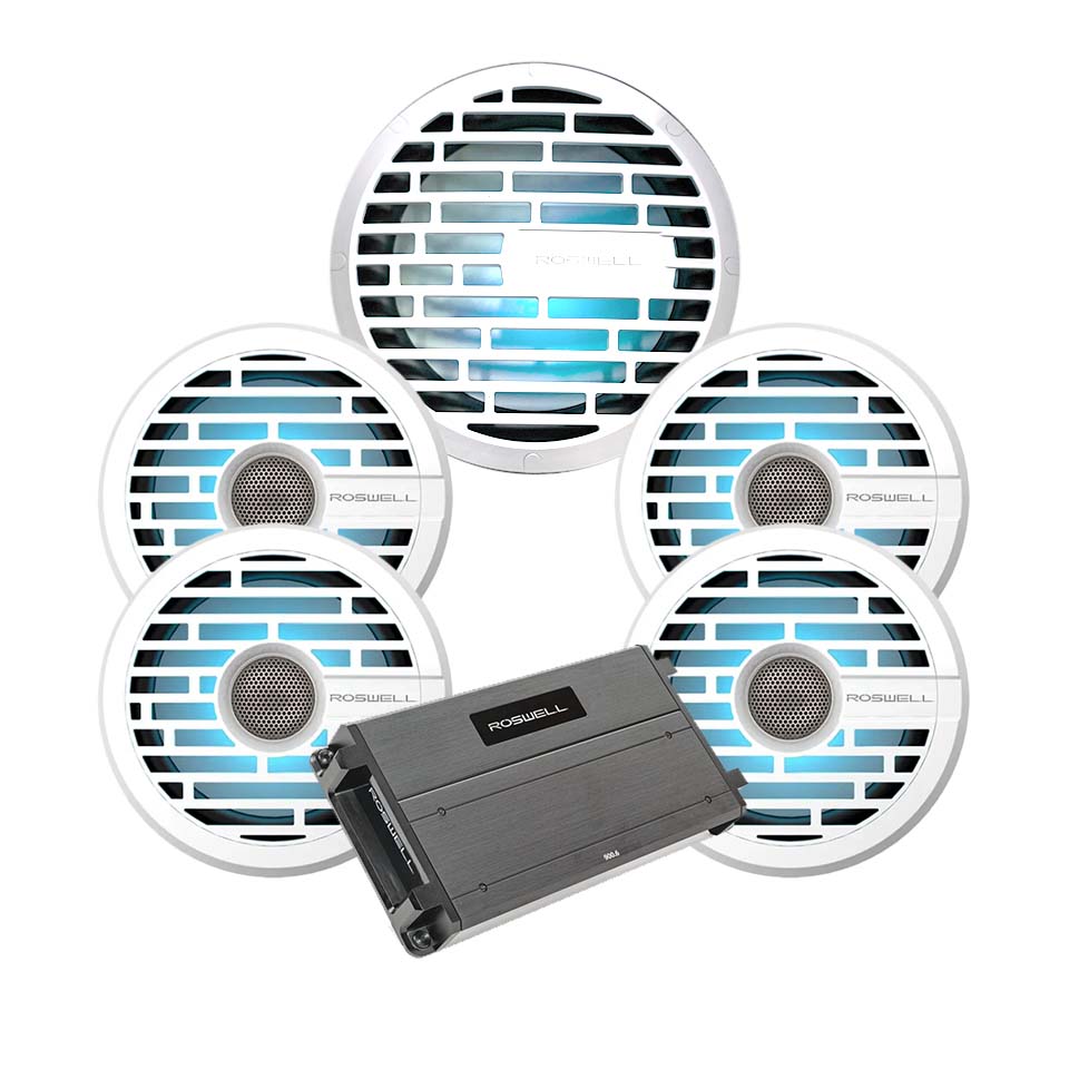 Roswell Marine R1 6.5" 4 Speaker + Subwoofer Marine Stereo Package