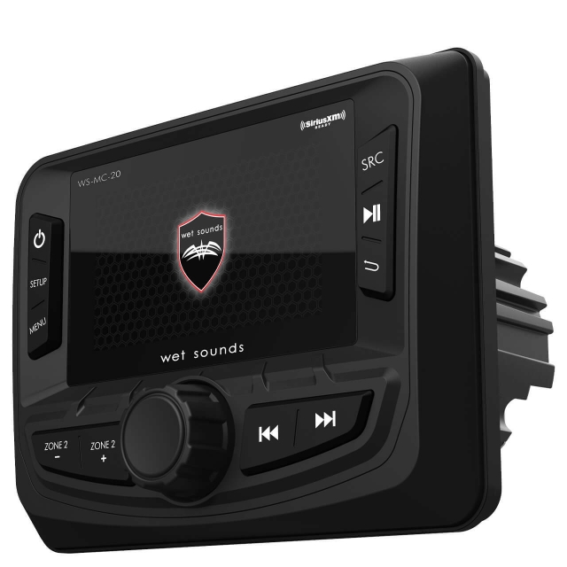 Wet Sounds WS-MC-20 Best 2 Zone + Subwoofer Marine Stereo for Gauge Style Mounting