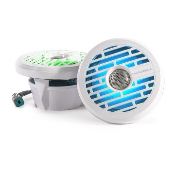 Roswell R1 6.5 Inch Marine Speakers with RGB LEDs White Grilles