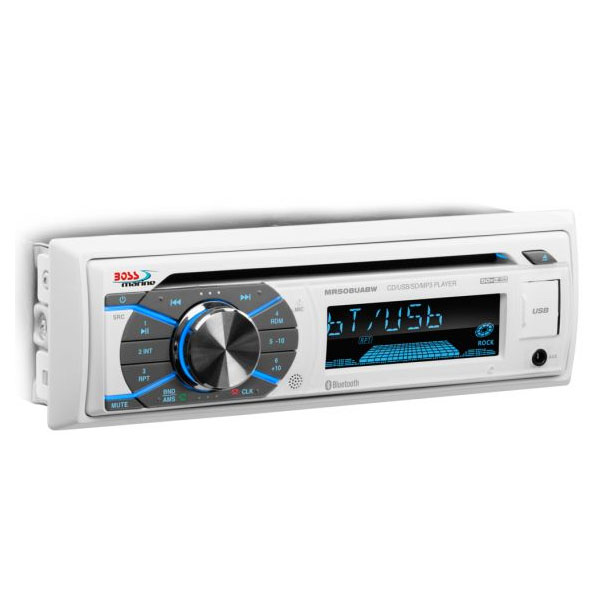 Boss Marine Bluetooth Marine Head Unit with CD White Marine Stereo