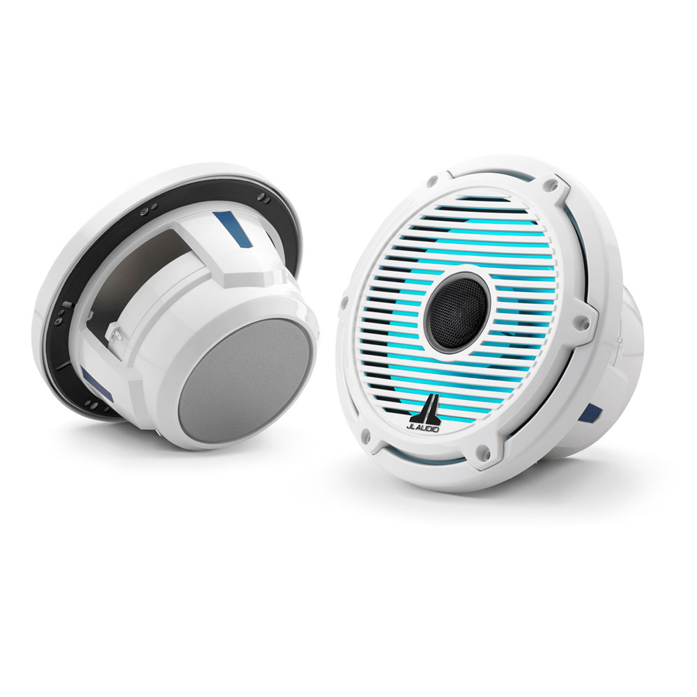 JL Audio M6 7.7" Marine Speakers -  Classic White Grilles w/ RGB LEDs