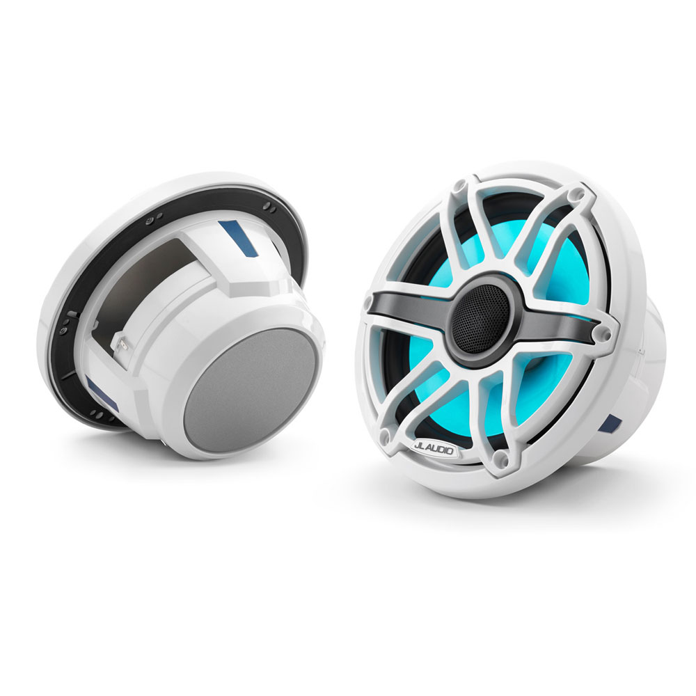 JL Audio M6 7.7" Marine Speakers - Sport White Grilles w/ RGB LEDs