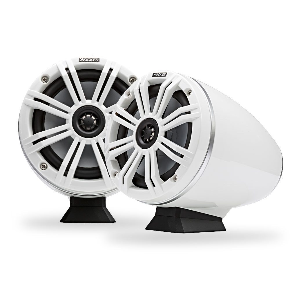 Kicker KMFC65W 6.5" Marine Flat Mount Wake Tower Speakers White