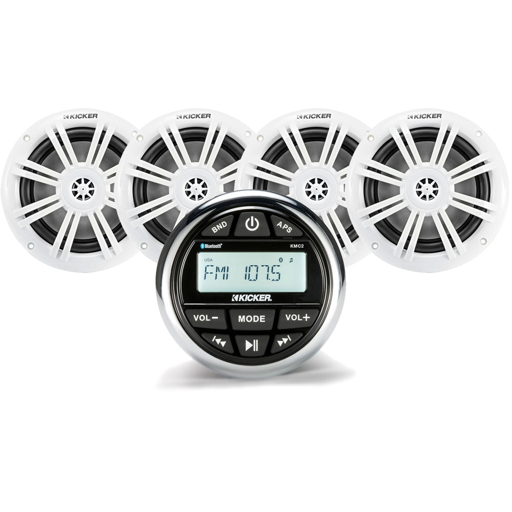 Kicker KMC2 and KM604 Stereo Package Marine Stereo