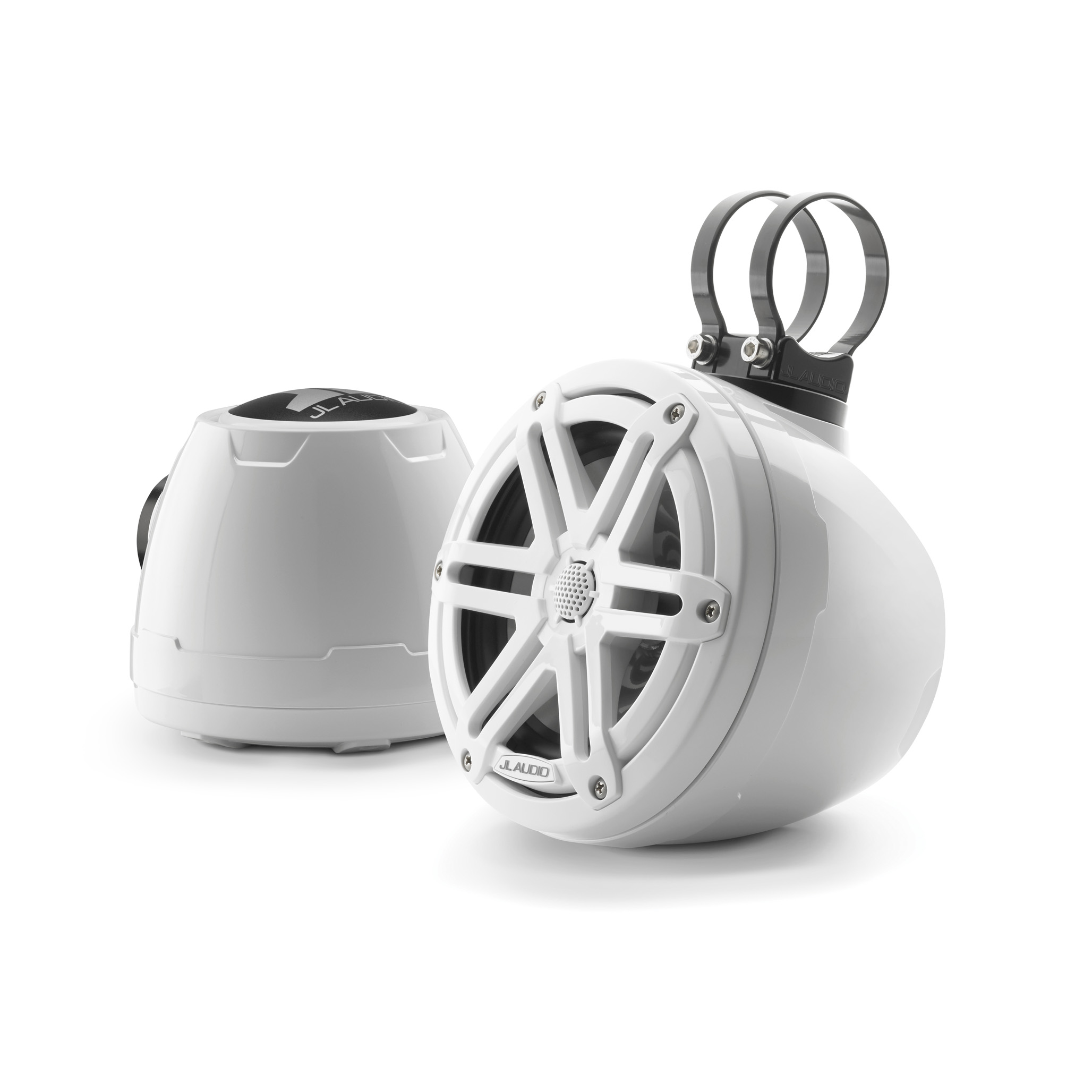 JL Audio M3 VeX Enclosed Speaker Pods Gloss White Grilles Pair