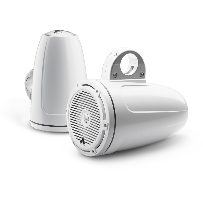 JL Audio M3-770ETXv3-Gw-C-Gw 7.7" Marine Tower Speakers Gloss White Classic Grilles