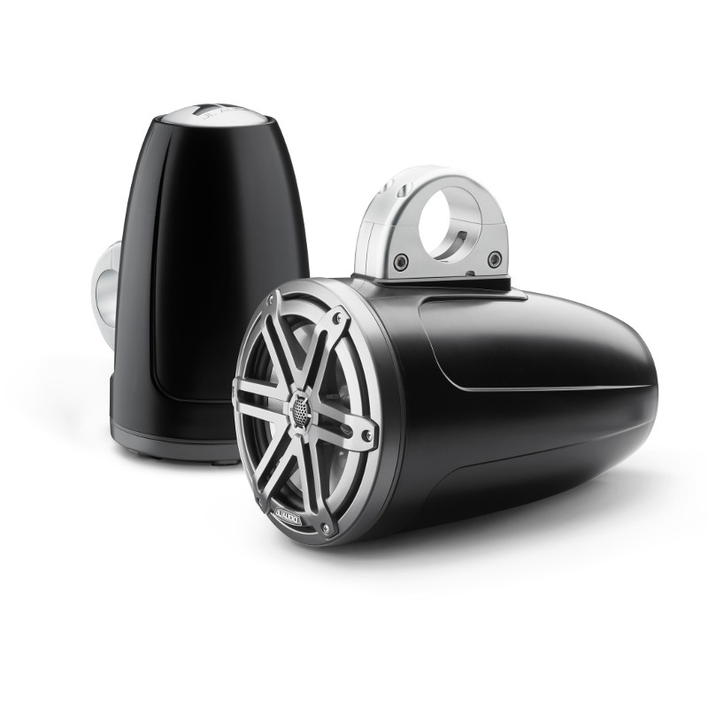 JL Audio M3-770ETXv3-Sb-S-Gm 7.7" Marine Tower Speakers Satin Black Gunmetal Sport Grilles