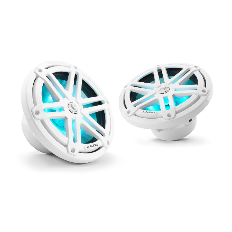 JL Audio M3 7.7" Marine Speakers - White Classic Grilles with RGB LEDs