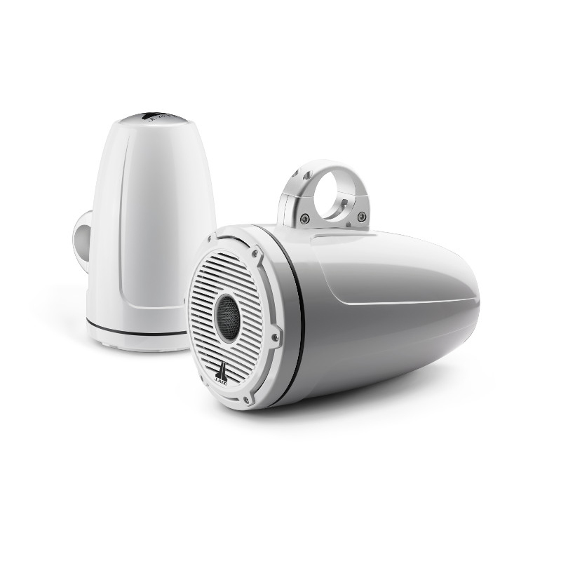 JL Audio M6-880ETXv3-Gw-C-GwGw 8.8" Marine Tower Speakers Gloss White Classic White Grilles