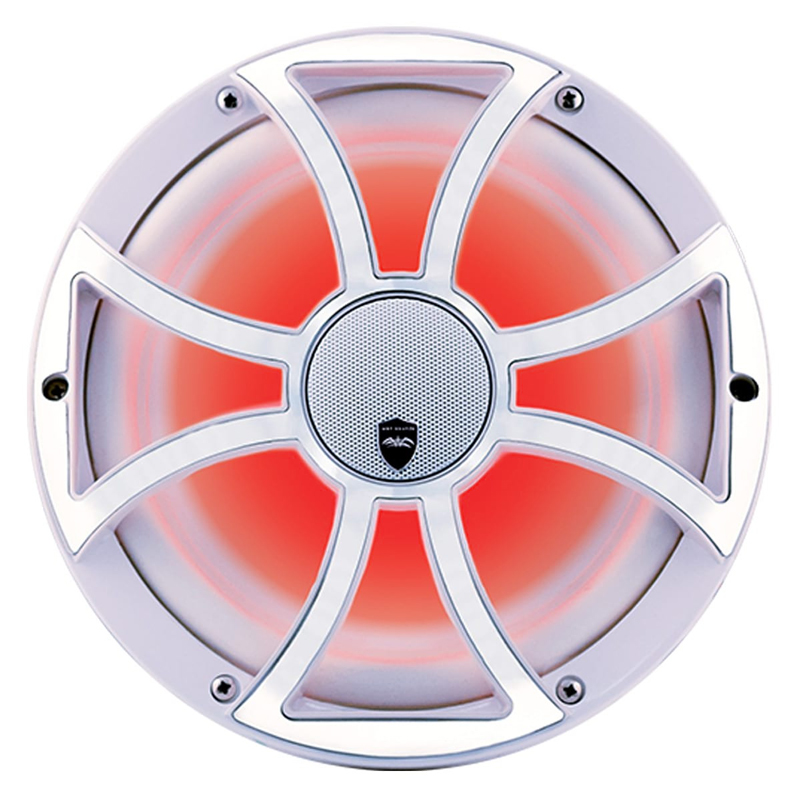 Wet Sounds REVO CX-10 CX-10" Coaxial Speakers White XS Grille Stainless Overlay Pair