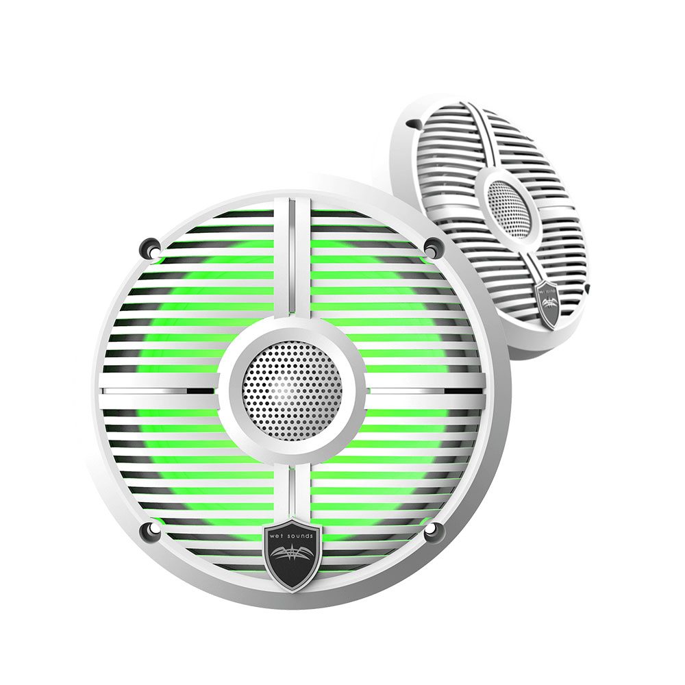 Wet Sounds Recon 6.5" Coaxial Speakers White Grille w/ LEDs Pair
