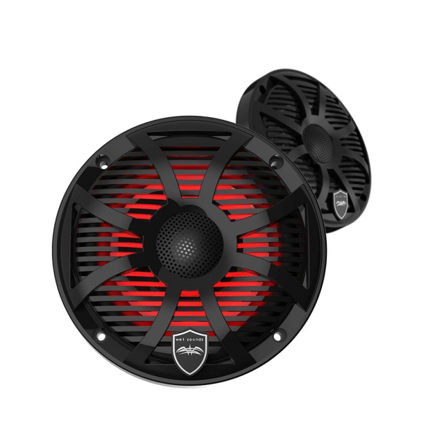 Wet Sounds REVO 6-SWB Black Closed SW Grille 6.5 Inch Marine LED Coaxial Speakers Pair 