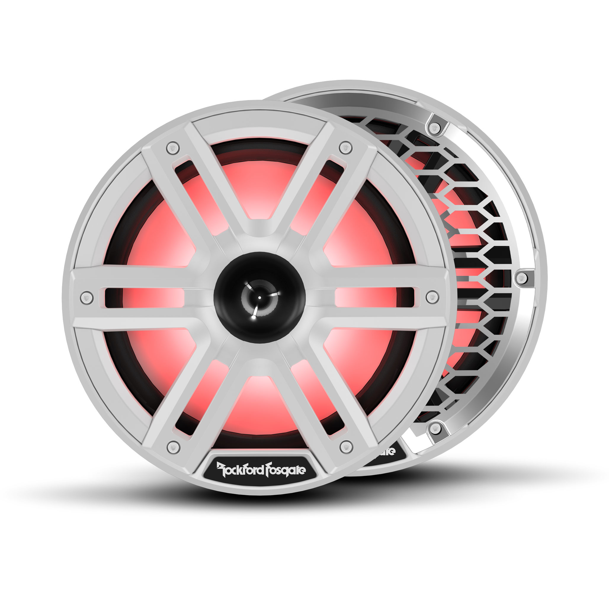Rockford Fosgate M2 8" Marine Speakers with Horn Tweeters - White with RGB LEDs