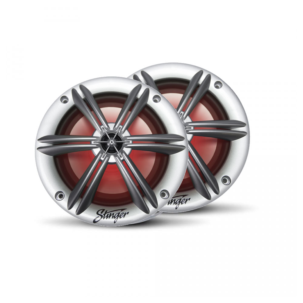 Stinger 6.5" Marine Grade Coaxial Speakers with LEDs Pair