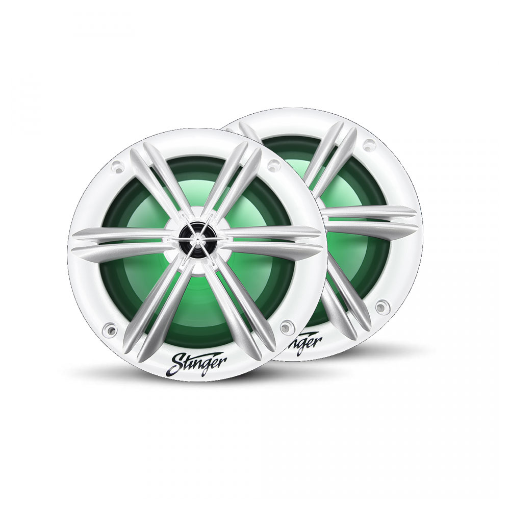 Stinger 6.5" Marine Coaxial Speakers w/ RGB LEDs White