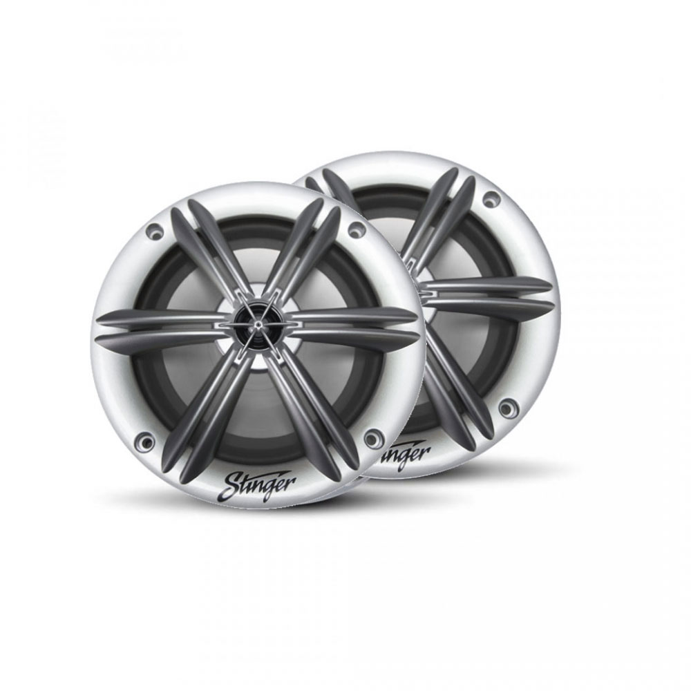 Stinger 6.5" Marine Grade Coaxial Speakers Silver Pair