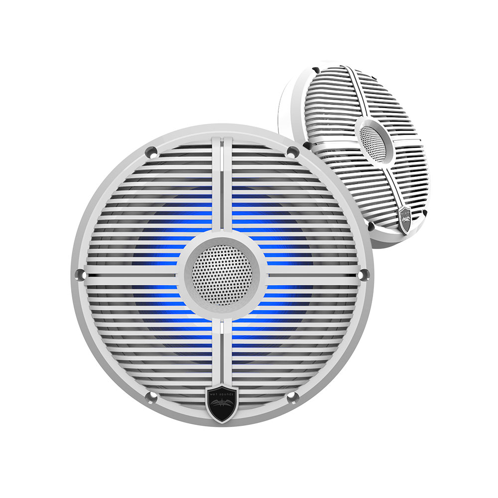 Wet Sounds Recon 8" Marine Grade Speakers Pair White Grill w/ LEDs Pair