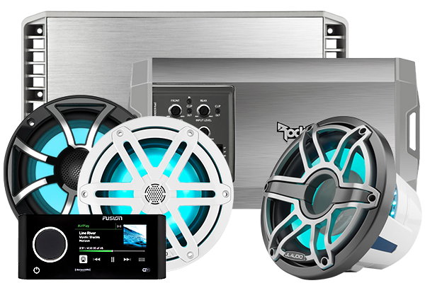 marine stereo system with subwoofer
