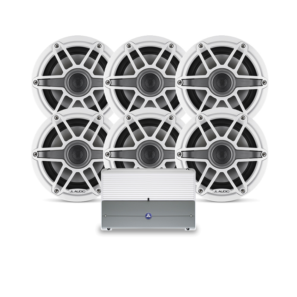 JL Audio M6 6.5" White Sport 6 Speaker Stereo Package Marine Stereo