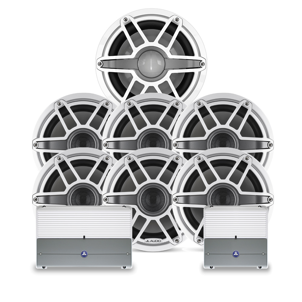 JL Audio M6 8.8" White Sport 6 Speaker + 1 Subwoofer Stereo Package